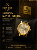 Born Rich SkipM Luxury Minimalist Analog Watch – Gold Finish with Premium Strap & Elegant Design