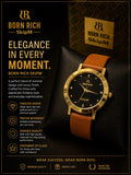 Born Rich SkipM Premium Analog Watch – Black Dial, Gold-Tone Case & Classic Leather Strap