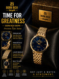Born Rich SkipM Women’s Deep Blue Sunray Dial Gold Multi-Link Bracelet Watch