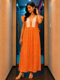 Sunlit Tangerine Bloom Lounge Dress | Claura
