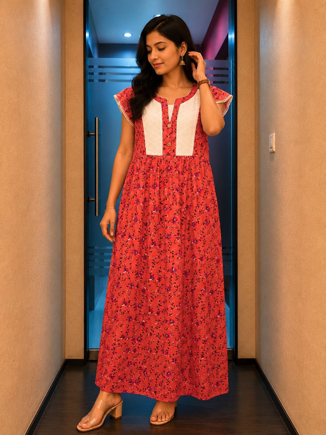 Rosy Wildflower Breeze Lounge Dress | Claura