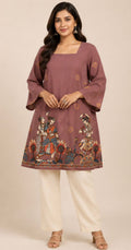 Mauve Heritage Art Tunic Set | Claura