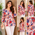 Blush Pink Floral & Bird Print Tunic Top with Bell Sleeves