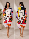Multicolor Abstract Printed Cotton Shirt Dress for Women | Skip M Family Fashion
