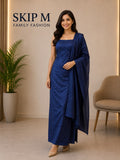 Navy Blue Embellished Ethnic Dress with Dupatta for Women | Skip M