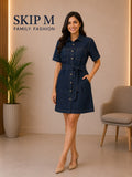 Dark Wash Denim Shirt Dress for Women | Skip M