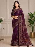Royal Plum Woven Elegance Saree