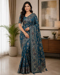 Royal Teal Heritage Woven Saree