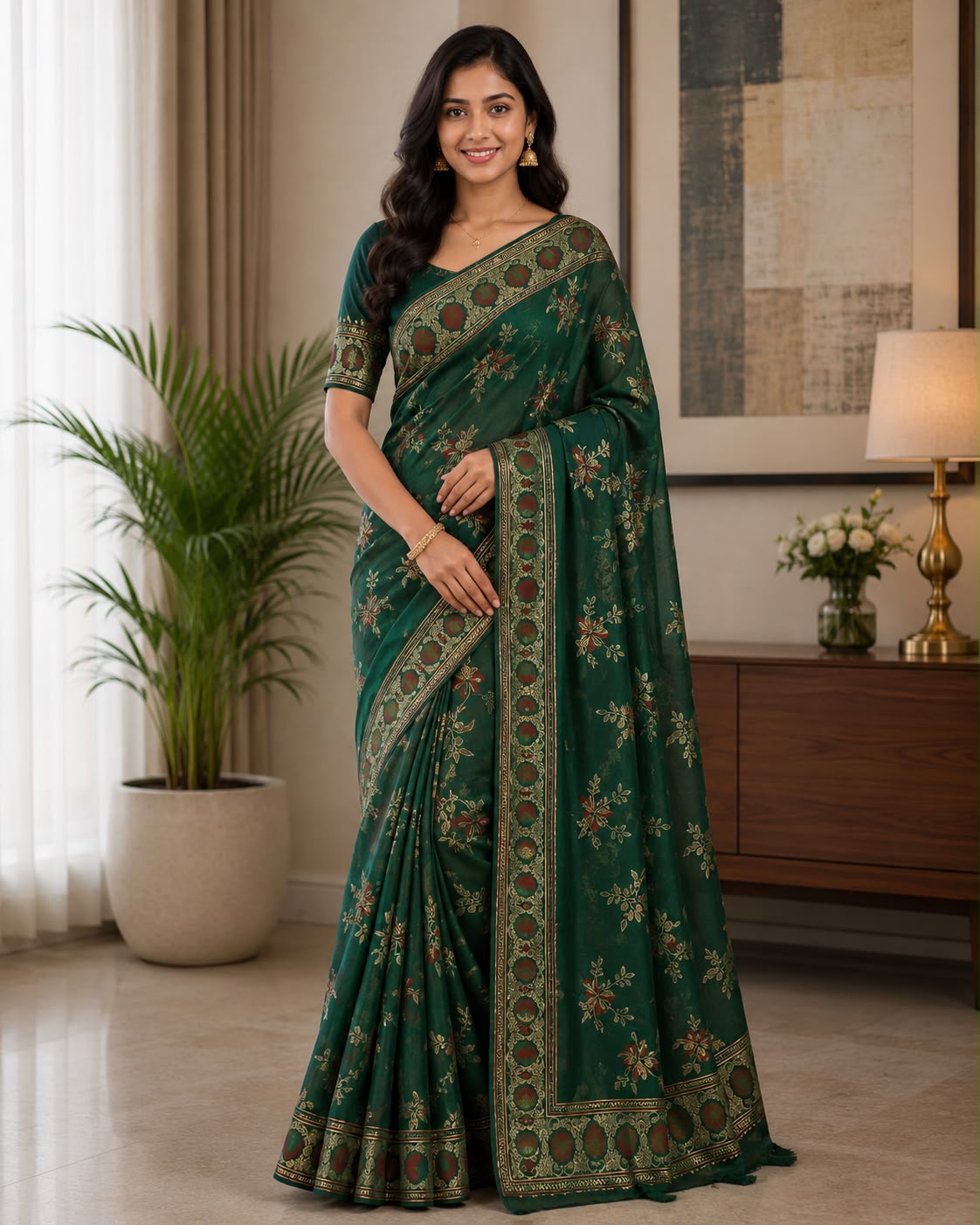 Emerald Grace Heritage Woven Saree