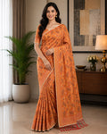 Sunset Amber Handwoven Silk Saree