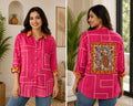 Fuchsia Peacock Art Print Casual Shirt