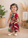 Baby Girls Tropical Print Ruffle Crop Top & Palazzo Co-Ord Set