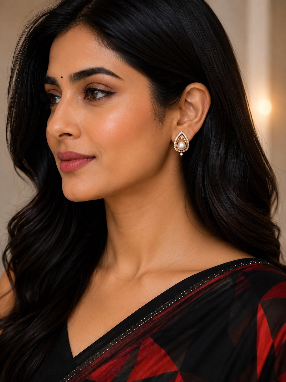 Pearl Teardrop Stud Earrings