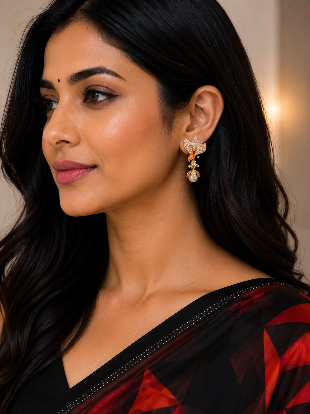 Floral Pearl Drop Earrings