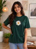 Daisy Bloom Casual Oversized T-Shirt | Claura
