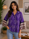 Women's Purple Bandhani Print Casual Shirt