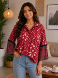 Women's Maroon Bandhani Print Casual Shirt