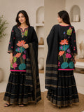 Midnight Lotus Printed Kurta Sharara Set with Dupatta