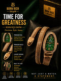 Born Rich SkipM Luxury Green Crystal Embellished Analog Watch