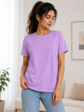 Women's Solid Lavender Crew Neck Half Sleeve T-Shirt – Soft Everyday Comfort Tee