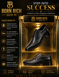 Born Rich Skip M Premium Black Leather Formal Shoes
