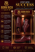 Born Rich Skip M Premium Burgundy Leather Formal Shoes