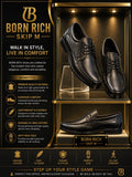 Born Rich Premium Genuine Leather Men's Black Lace-Up Formal Shoes