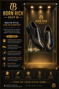 Born Rich Premium Genuine Leather Men's Black Slip-On Formal Shoes