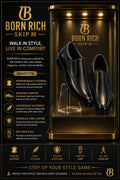 Born Rich Premium Genuine Leather Men's Black Executive Slip-On Formal Shoes