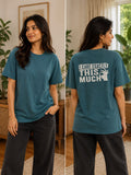 Women’s Teal Blue Printed Oversized T-Shirt