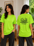 Women’s Neon Green Boss Lady Printed Oversized T-Shirt