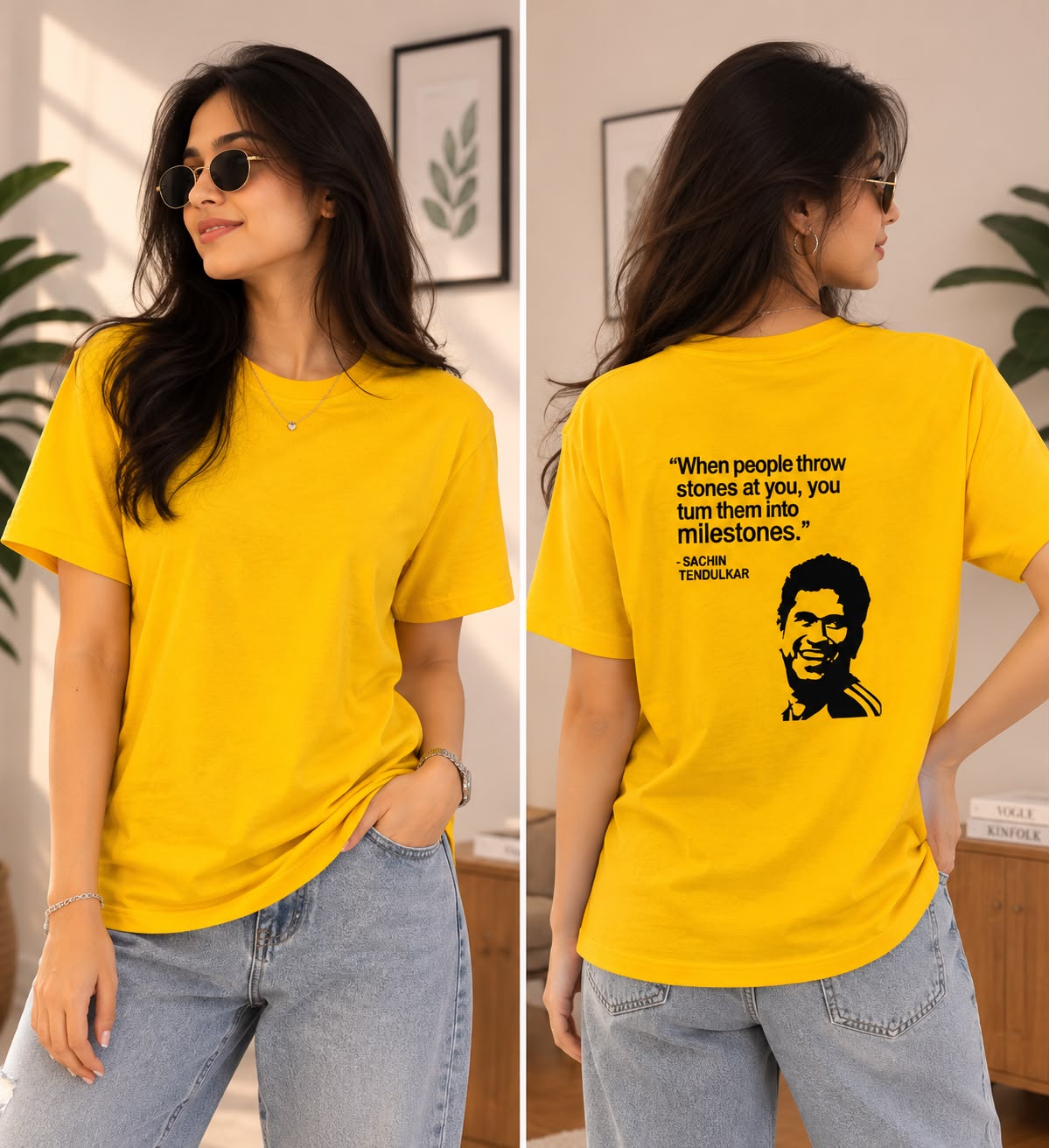 Women’s Yellow Sachin Tendulkar Printed T-Shirt
