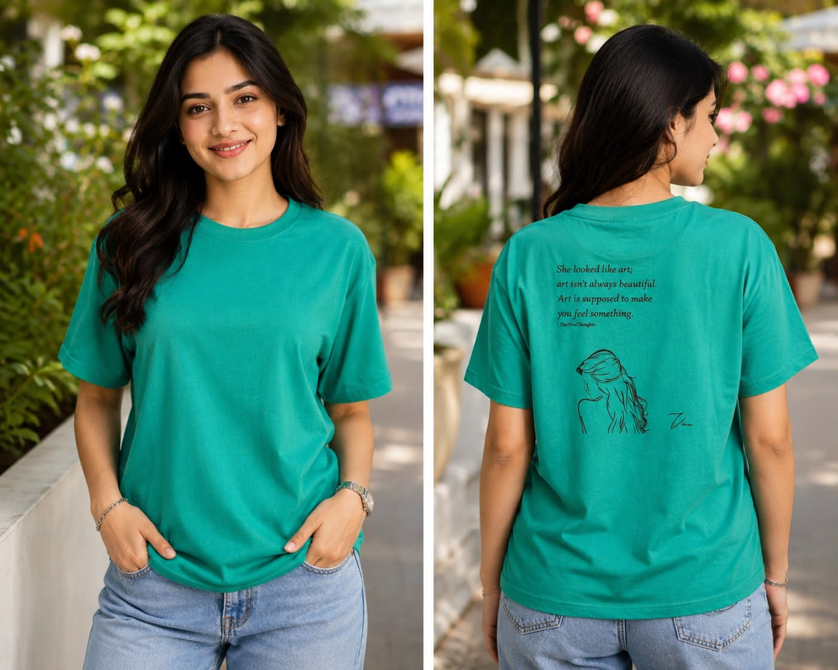Women’s Turquoise Graphic Oversized T-Shirt