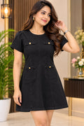 Black Utility Pocket A-Line Mini Dress