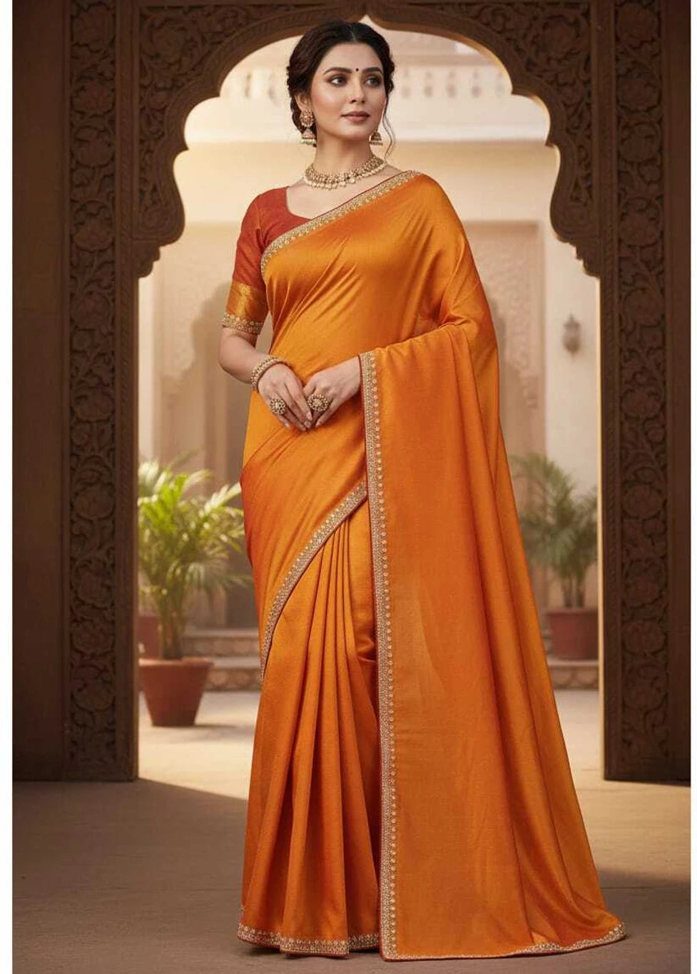 SKIP M FAMILY FASHION Floral Print Handloom Nylon Saree (Yellow)