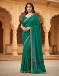 SKIP M FAMILY FASHION Floral Print Handloom Nylon Saree (Green)