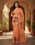 Peach Blossom Printed Heritage Saree