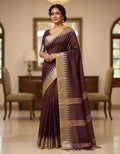 Royal Wine Gold Temple Border Saree