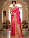 Radiant Rani Pink Golden Temple Border Saree