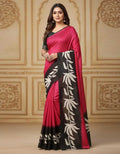 SKIP M FAMILY FASHION Floral Print Handloom Nylon Saree (Maroon)