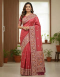 SKIP M FAMILY FASHION Floral Print Handloom Nylon Saree (Brown)