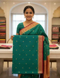 Elegant Teal Green Silk Saree with Gold Buti Work | Traditional Festive & Wedding Wear Saree for Women