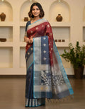 SKIP M FAMILY FASHION Floral Print Handloom Nylon Saree (Pink)