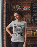 SKIP M FAMILY FASHION Typography Women Round Neck Grey T-Shirt