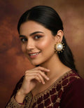 SKIP M FAMILY FASHION Party Wear Floral Earrings | Stylish Ethnic Studs for Women Brass Drops & Danglers