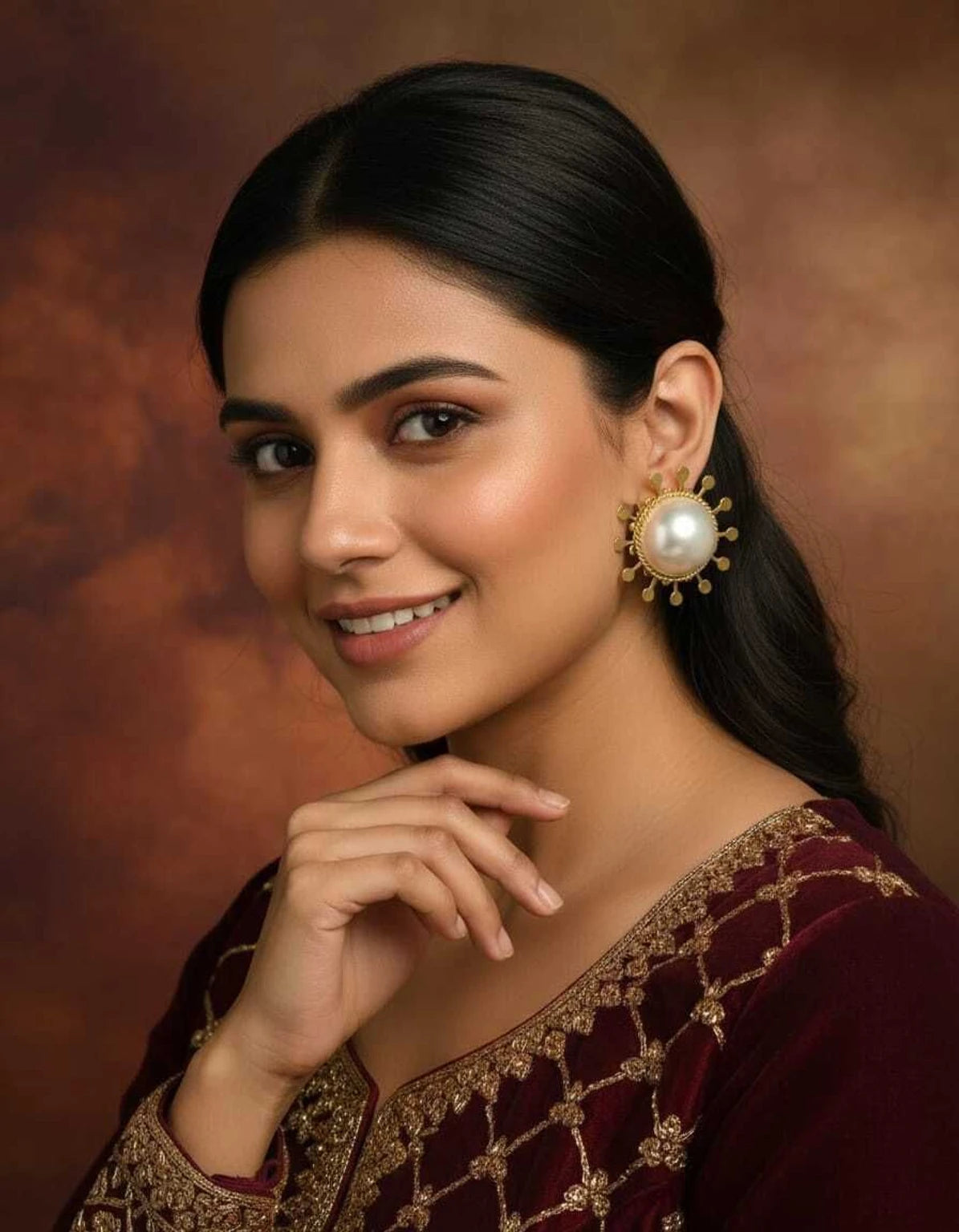 SKIP M FAMILY FASHION Party Wear Floral Earrings | Stylish Ethnic Studs for Women Brass Drops & Danglers