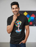SKIP M FAMILY FASHION Men Graphic Print Round Neck Cotton Blend Black T-Shirt